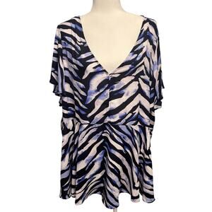 Torrid Womens 4X Babydoll Top Zebra Animal Print Maximalist Lightweight Casual